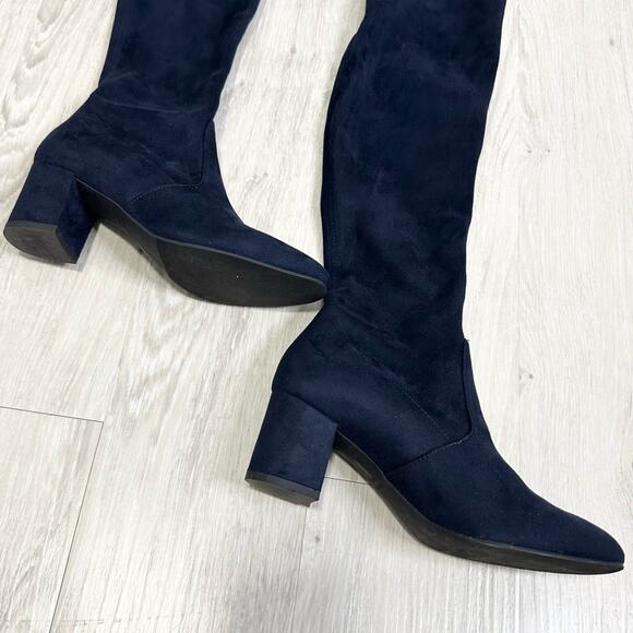 Stuart Weitzman Genna 60 City Stretch Blue Suede Over the Knee Boots Size 37.5 - Picture 4 of 8